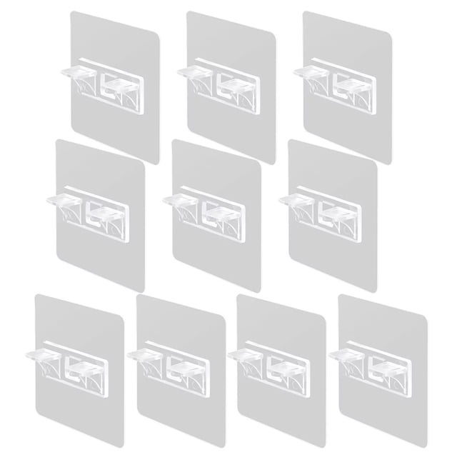 WHEANG Hooks for Hanging 10Pcs Shelf Support Peg Self Adhesive Shelves Clips Strong Partition Pin Shelf Support Peg Clear Cabinet Shelf Clips One Size Clear