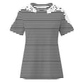 thumbnail image 3 of Camisas de Manga Corta para las Mujeres Impresión Cuello Redondo Suéter Encaje Camisa, Blusa de Verano Casual para las Mujeres, 3 of 7
