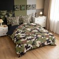 thumbnail image 2 of Manfei Minimalism Camouflage King Bedding, Mid Century Camo King Bed in a Bag, Desert Tan, Black Reversible, 7-Piece, 2 of 6