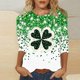 thumbnail image 1 of TaTaai Women Crew Neck 3/4 Sleeve St. Patrick's Day Green Print Loose Top Casual Fashion T-Shirt Ladies Spring Holiday Gathering Wear Lightweight Breathable Non-See-Through No Fading Top Gift, 1 of 5
