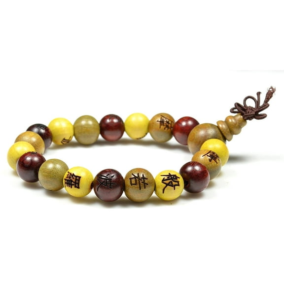 12mm Wood Buddhist Prayer Mala Bracelet for Meditation