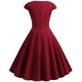 thumbnail image 4 of Vintage Audrey Hepburn Cocktail Dress for Women 50s Elegant V Neck High Waisted A-Line Party Swing Dresses, 4 of 5