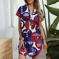 thumbnail image 1 of Perfect Gift! Woman Dress Women's Dress HIMIWAY Women's Fashion Casual Loose Mid Length V-Neck Independence Day Print Short Sleeve Dress Red M, 1 of 5