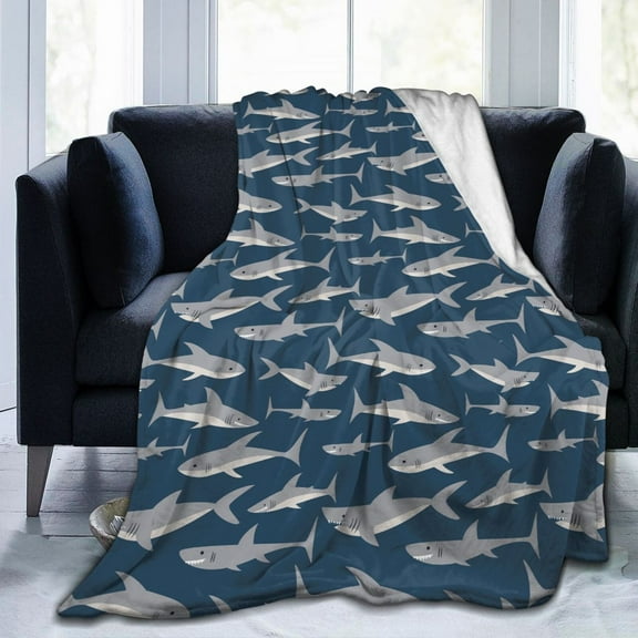 Cute Sharks Throw Blankets, Gifts for Adult Blanket, Lightweight Cozy Warm Flannel Blankets Throw for Home Decor Bed Couch 60"x50"