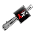 thumbnail image 1 of Red Ribbon Drug Free Pledge Square Tie Bar Clip Clasp Tack- Silver or Gold, 1 of 4
