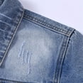 thumbnail image 6 of JOANKDMI Jean Jacket for Women Trendy Denim Button Down Collared Distressed Long Sleeve Jean Coat with Frayed Vintage Casual Shacket Outerwear for Fall Spring Everyday Wear, 6 of 8