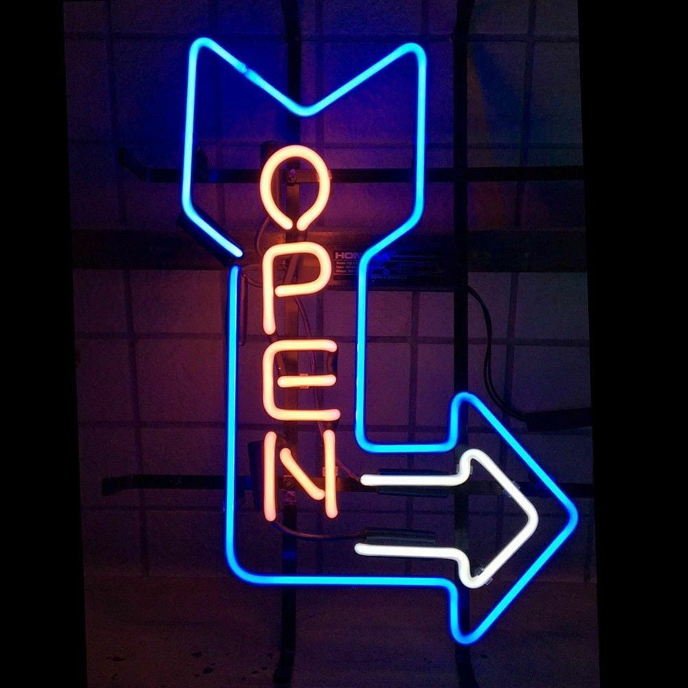 New Open Sign Man Cave Neon Light Sign 17"x14" 