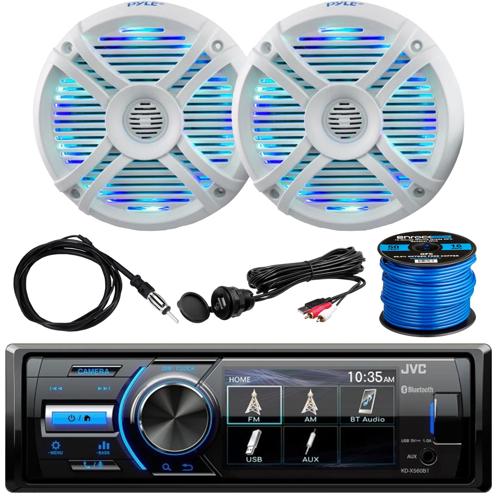 MotorSports Waterproof Digital Media USB AUX Bluetooth Stereo Receiver