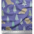 thumbnail image 1 of Soimoi Purple Modal Satin Fabric Bear & Tree Christmas Printed Fabric 1 Yard 42 Inch Wide, 1 of 3
