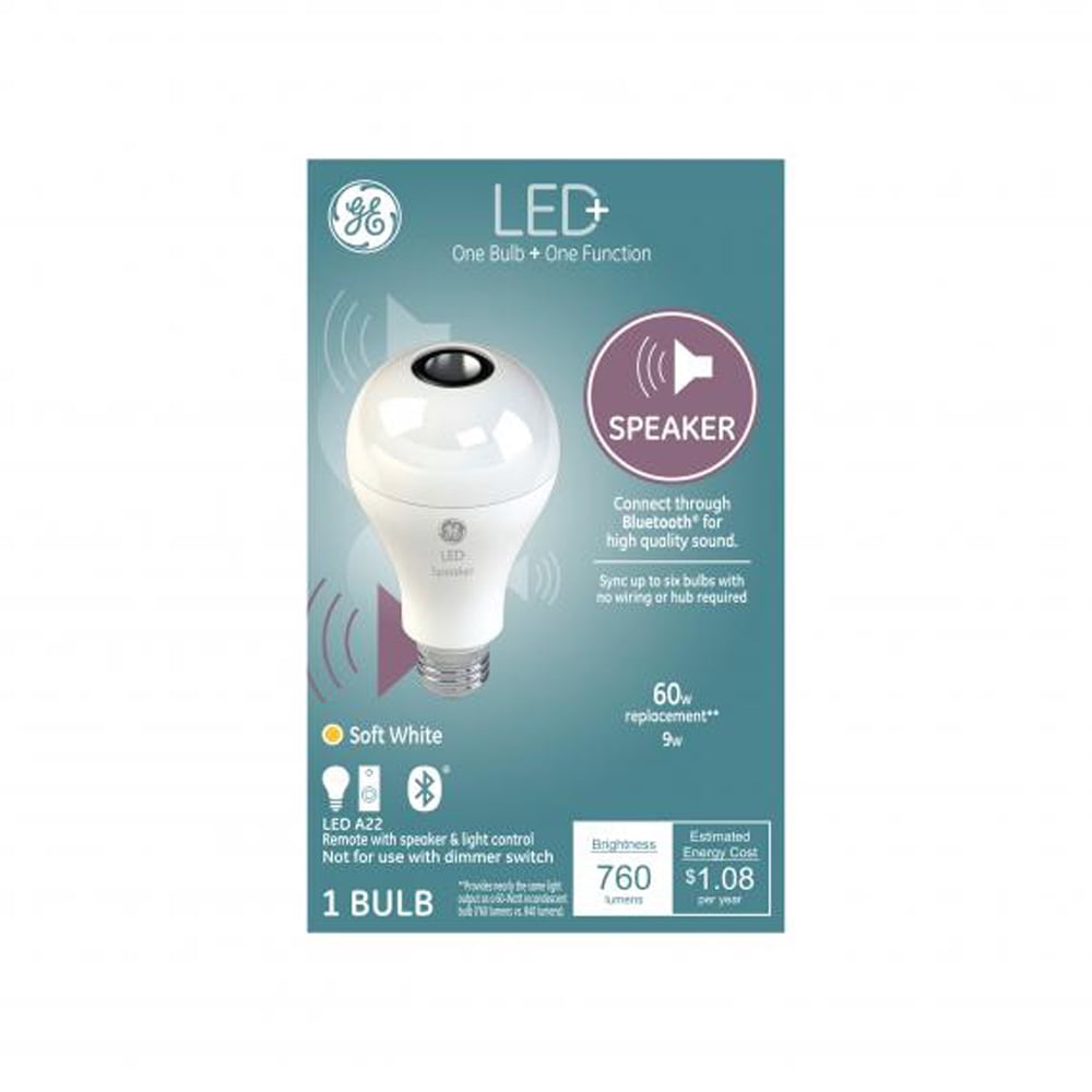 GE LED+ Speaker LED Light Bulb Replacement with Bluetooth Speaker A21