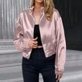 thumbnail image 2 of RYDCOT Womens Jackets Trendy Casual Women's Bomber Satin Lightweight Jacket Drop Shoulder Long Sleeve Zip Up Outerwear with Pockets Spring Fall Flash&nbsp;Deals, 2 of 6