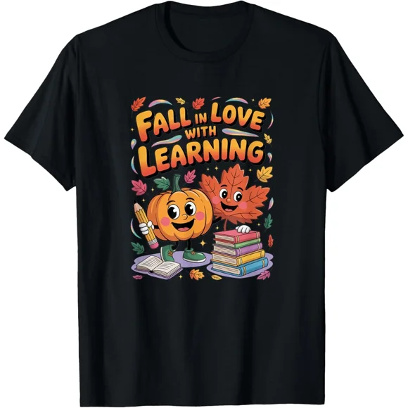 Retro Fall Love Learning Autumn Pumpkin Teacher Education Gear Unisex T-Shirt GS1067, up to size 5XL