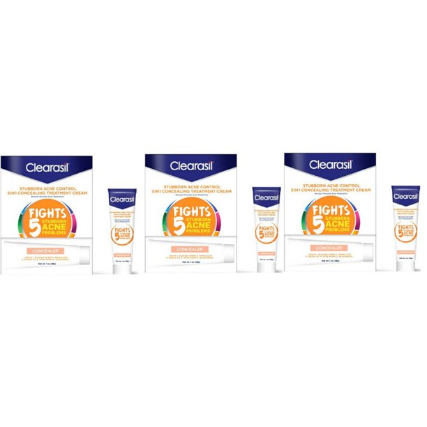 3 Pack Clearasil Daily Clear Tinted Acne Treatment Cream 1.0 Oz Each