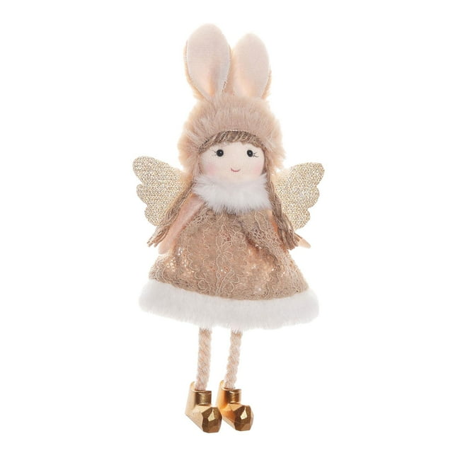 Adornos navideños ligeros con forma de ángel para Navidad, decoración navideña divertida para el invierno. café