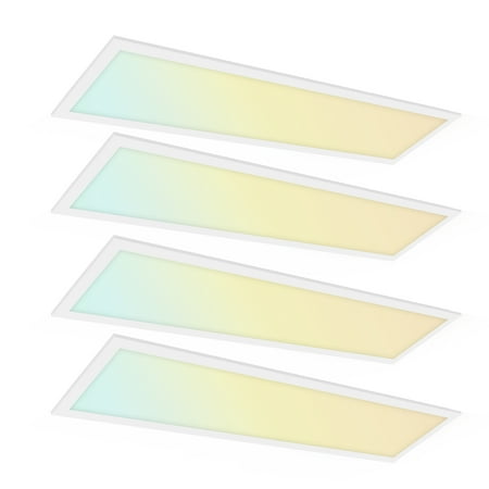 

RUN BISON 1x4 FT LED Flat Panel Troffer Light Wattage Adjustable 25/30/40W 3 Color Selectable 3000K-5000K 120-277V 0-10V Dimmable Recessed Back-Lit Drop Ceiling Lights Damp Rated - 4 PK