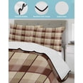 thumbnail image 4 of Quilts Twin Size Bedding Set, Brown Plaid Lightweight Quilted Comforter, Modern Abstract Ombre Gingham Checkered Soft Reversible Bedspread Coverlet with Pillow Covers for All Season, 68" x 86", 4 of 7