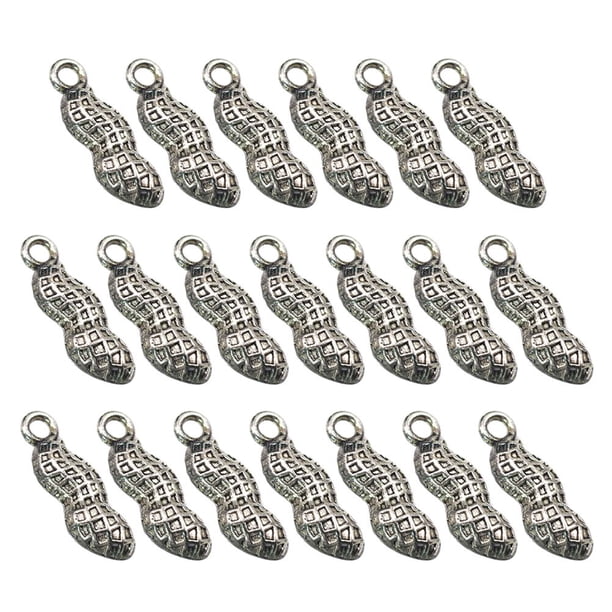 ColoMX 20 piezas de aleación de cacahuete con forma de colgantes, dijes, accesorios para hacer joyas de bricolaje, para pendientes de collar (plata antigua)