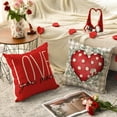 thumbnail image 4 of Hello Valentine Love You More Eucalyptus Leaves Throw Pillow Covers, 20 x 20 Inch Buffalo Plaid Polka Dot Stripes Love Hearts Cushion Case Decoration for Sofa Couch Set of 4, 4 of 6