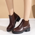 thumbnail image 2 of Chunky Chelsea Boots for Women Low Heel Suede Elastic Ankle Boots Classic Slip on Fall Booties for Business Work, 2 of 9