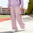 thumbnail image 5 of HAOTAGS Girls Cargo Pants (5-16) Elastic Waist Bow Decor Loose Wide Leg Casual Trousers Pink Size 15, 5 of 5