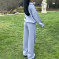 thumbnail image 4 of Hogleaql Womens Sweatsuits Sets Lounge Half Zip Long Sleeve Sweatshirt Wide Leg Sweatpants Tracksuit with Pockets Solid Color Loose Dressy 2025 Winter Outfits Light Gray L, 4 of 4