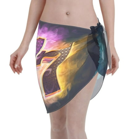 Disketp 777 Women Swimsuit Cover Up Short Chiffon Summer Beach Sarong Bikini Wrap Skirt Bathing Suit