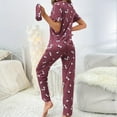 thumbnail image 2 of Tnhcen Pajamas for Women Set Long Sleeve Round Neck Nightwear Shirt Pants Sleepwear Lounge Home Clothes Sets S-2XL, 2 of 4