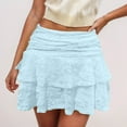 thumbnail image 2 of HZLPFO Women Skirt Cute High Waist Ruffle Mini Skirt Layered Ruffle Hem Flared Flowy Casual Swing Beach Mini Short Skirt Blue,L, 2 of 4