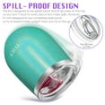 thumbnail image 3 of Vacuum Insulated Stemless Wine Glass - THILY Stainless Steel 12 oz Cute Travel Tumbler Cup with Spill Proof Lid and Reusable Straw, Keep Drinks Cold or Hot, Glitter Teal, 3 of 5