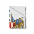 thumbnail image 2 of Eagle Soft Flannel Fleece Throw Blanket, Heraldic Illustration Freedom Gold Yellow Winged Eagle with Flag States, Cozy Plush for Indoor and Outdoor Use, 50" x 60", Multicolor, by Ambesonne, 2 of 6
