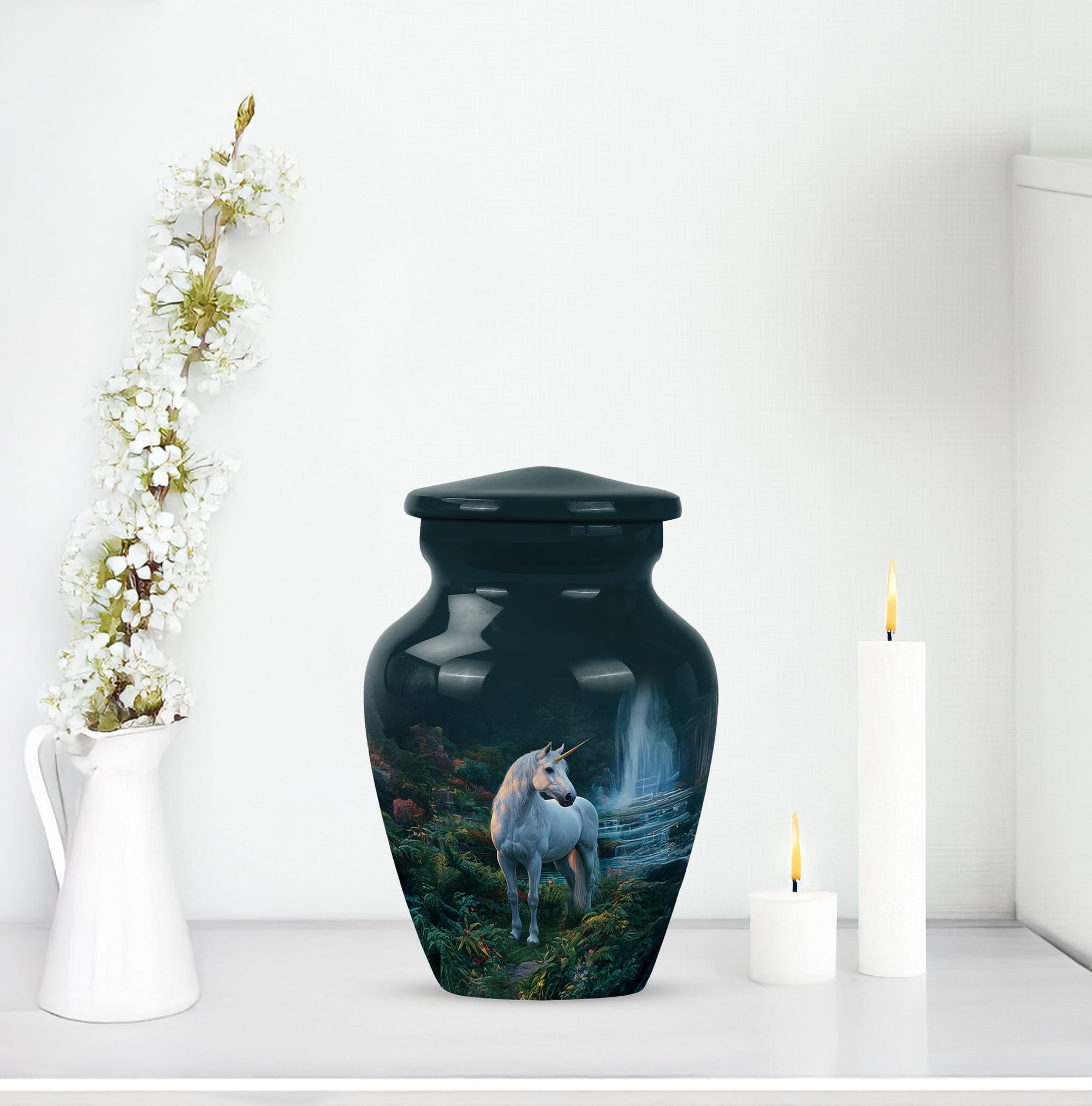 Unicorn Small Keepsake Urn For Adult Male And Female, Blue Mini Urn For Ashes For Women And Man, 3 Inch Miniature Urns For Human Ashes Adult Brother And Sister