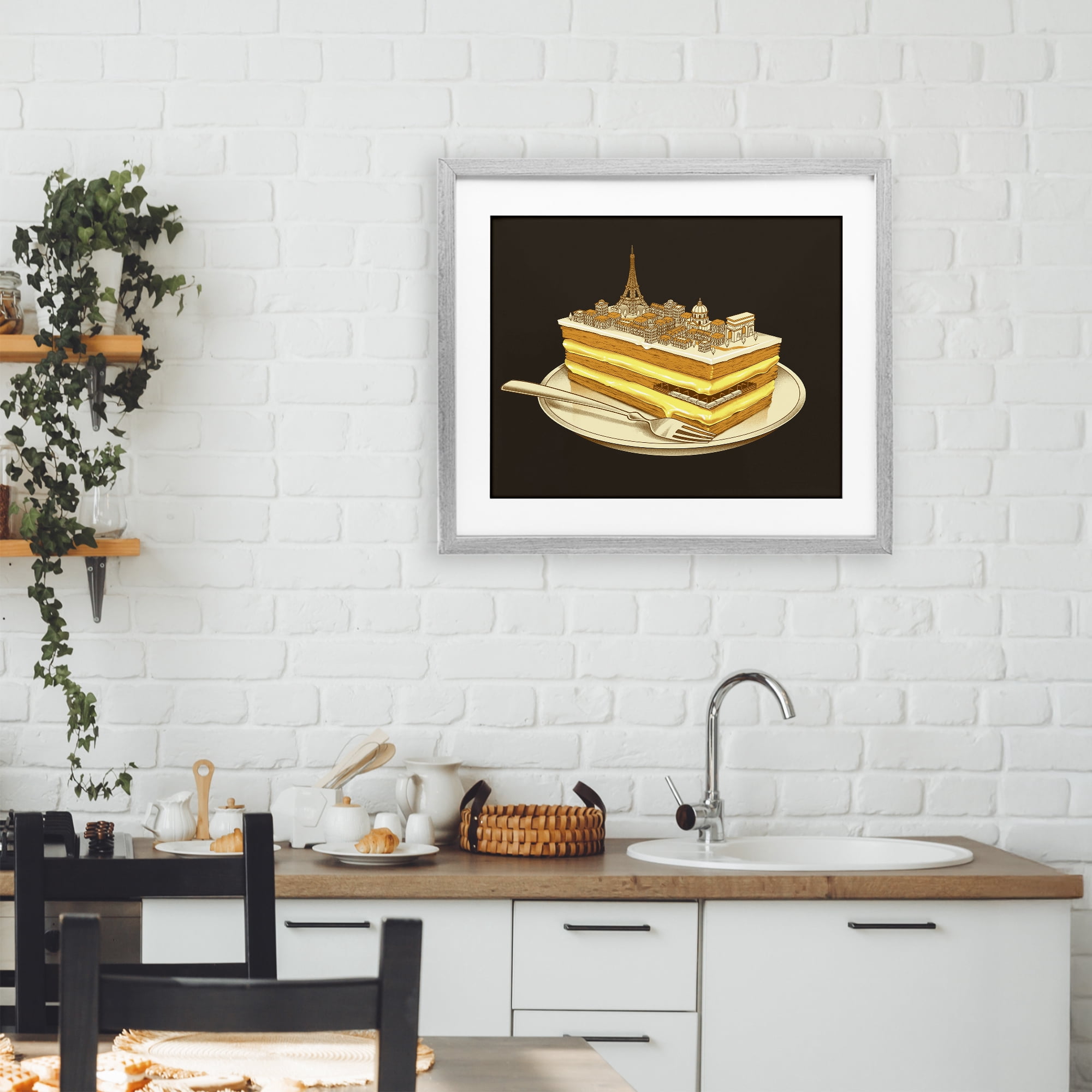 Stupell Industries Hungry For Travels Paris Gray Framed Print Under Glass, design by Tobe Fonseca
