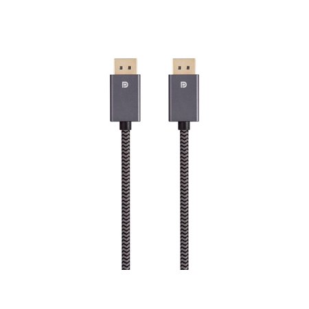 UPC: 0889028149690 | Monoprice DisplayPort 1.4 EasyPlug Nylon Braided Cable – 6 Feet – Gray | Up to 32.4 Gbps  8K@60Hz  DPCP  HDCP  3D Video  HBR3  DSC 1.2