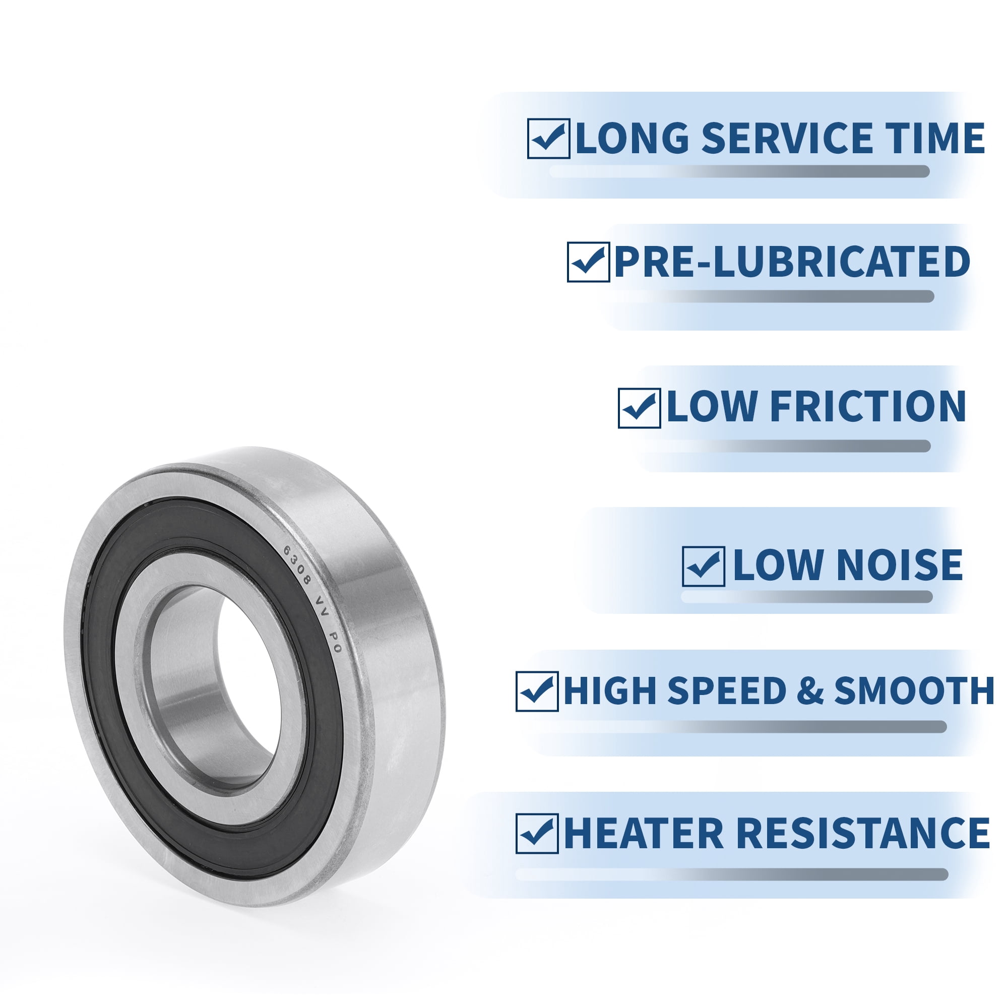 Unique Bargains 6308VV Deep Groove Ball Bearings P0 40x90x23mm Lubricated Bearings Double Rubber Seal Black Silver Tone Scooter Skateboard Wheel