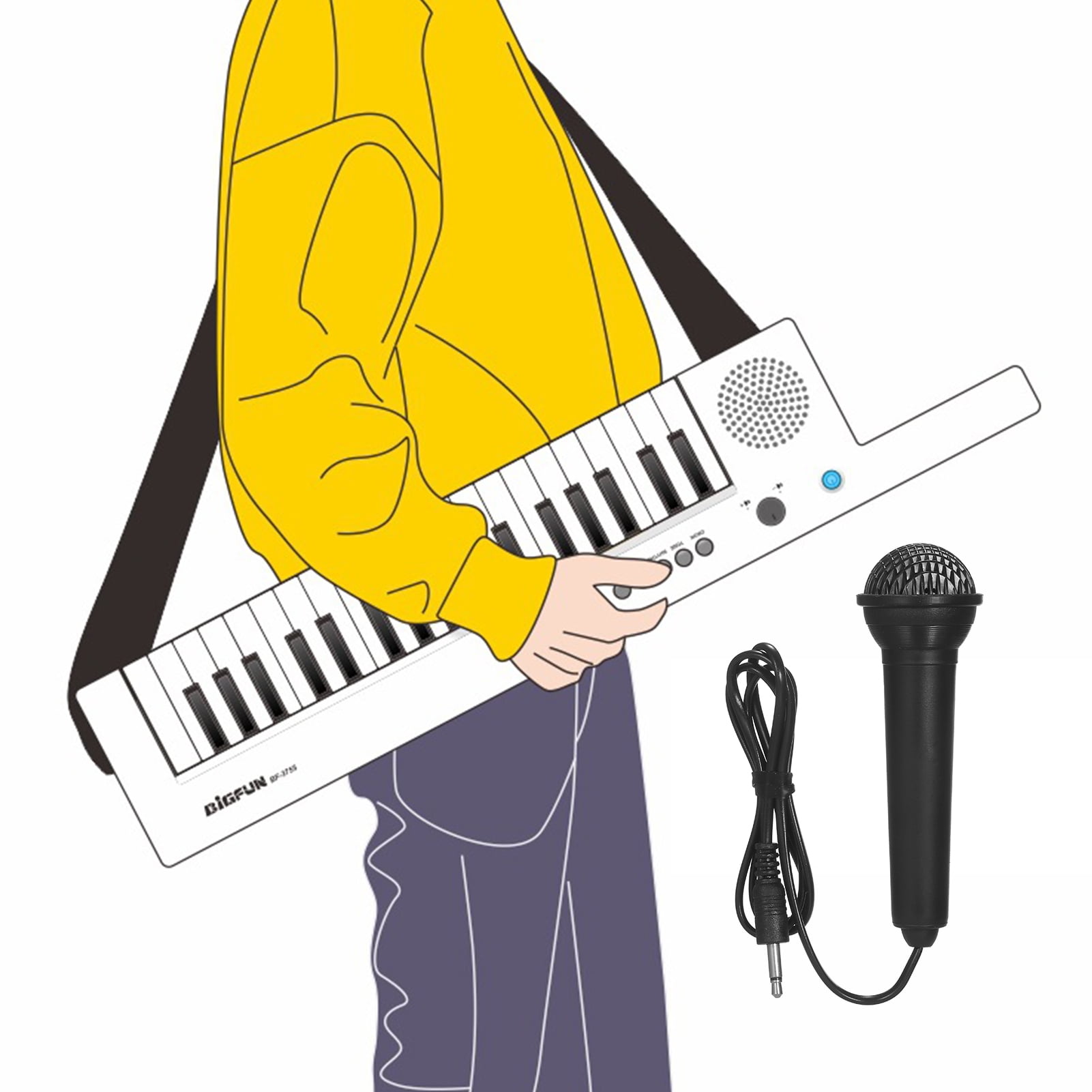 Owsoo Rechargeable Electronic Guitar Shaped Piano with 37 Musical Styles