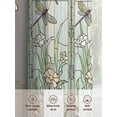 thumbnail image 2 of Dark Green Grass Sheer Curtains 63 Inch Length 2 Panels Set, Semi Transparent Voile Rod Pocket Curtains for Living Dining Room Bedroom Drapes Flower Dragonfly Retro Pastoral Rustic, 2 of 8