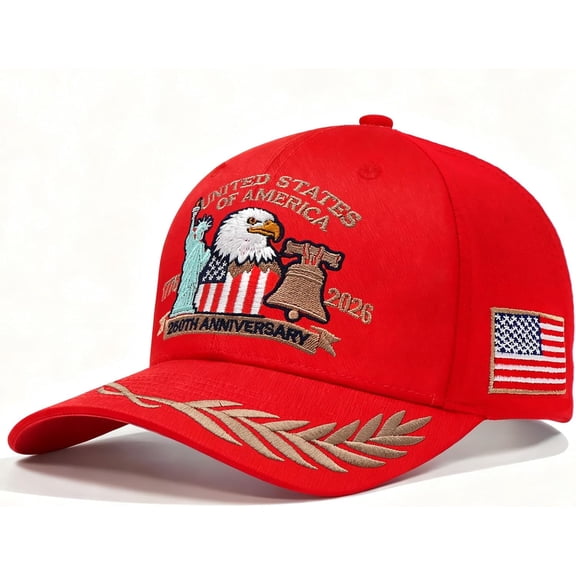 United States 250 Anniversary USA Hat, 1776-2026 Adjustable Embroidered Patriotic Hats 250 American Hat for Men Women