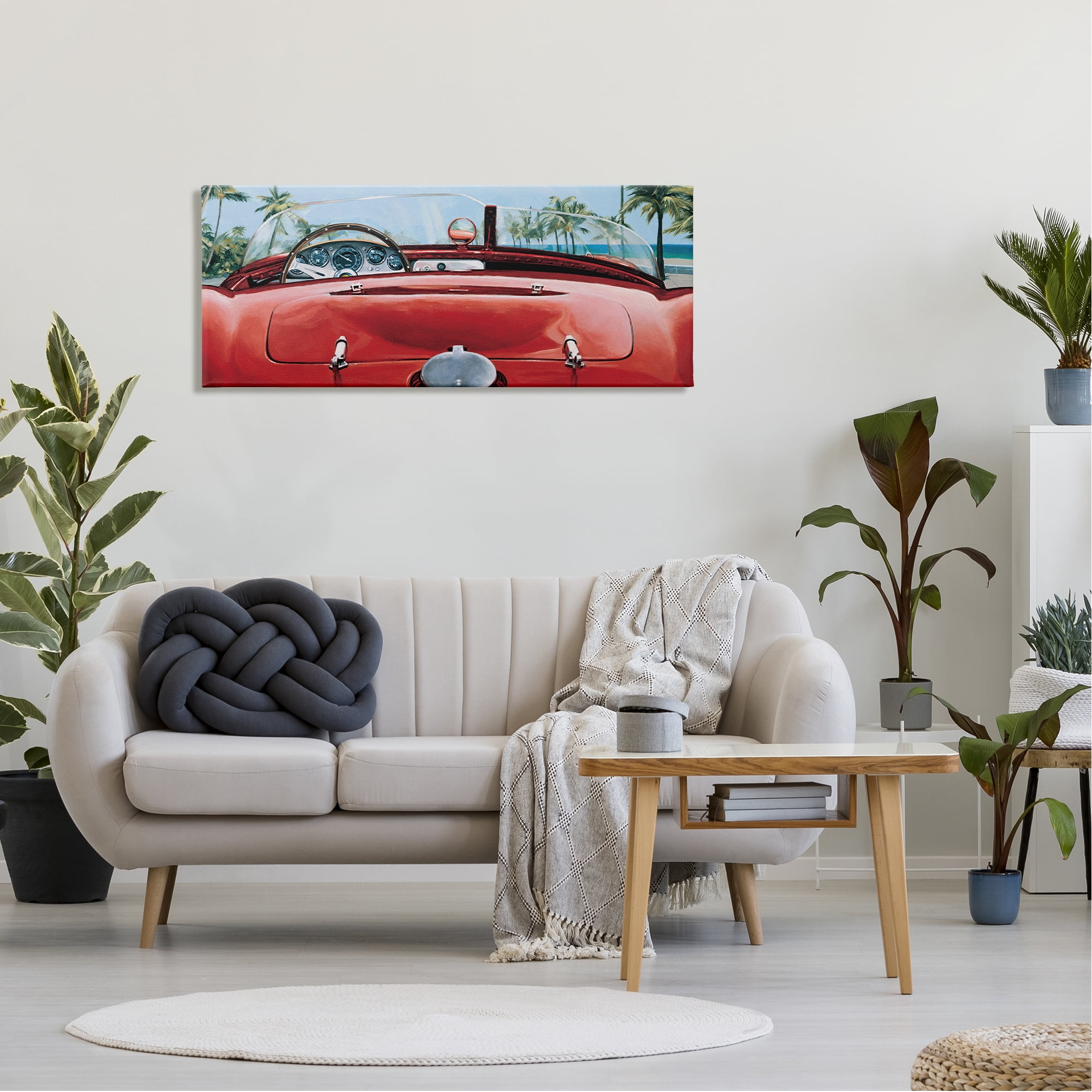 Stupell Industries Tropical Red Antique Car Transportation Painting Gallery Wrapped Canvas Print Wall Art, 48 x 20