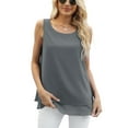 thumbnail image 5 of Uvplove Women's Sleeveless Chiffon Tank Top Double Layers Casual Blouse Tunic,Grey,3XL, 5 of 10