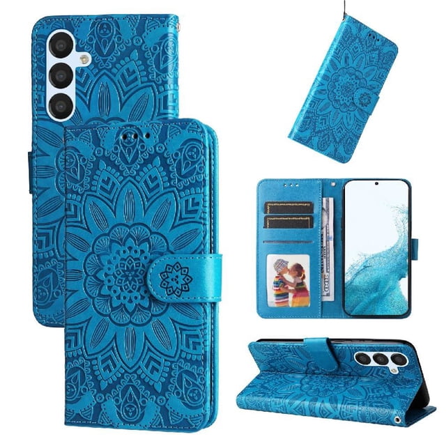 Funda tipo cartera GANGXUN para Samsung Galaxy A54 5G , diseño girasol, cuero PU, soporte, cierre magnético, tarjetero