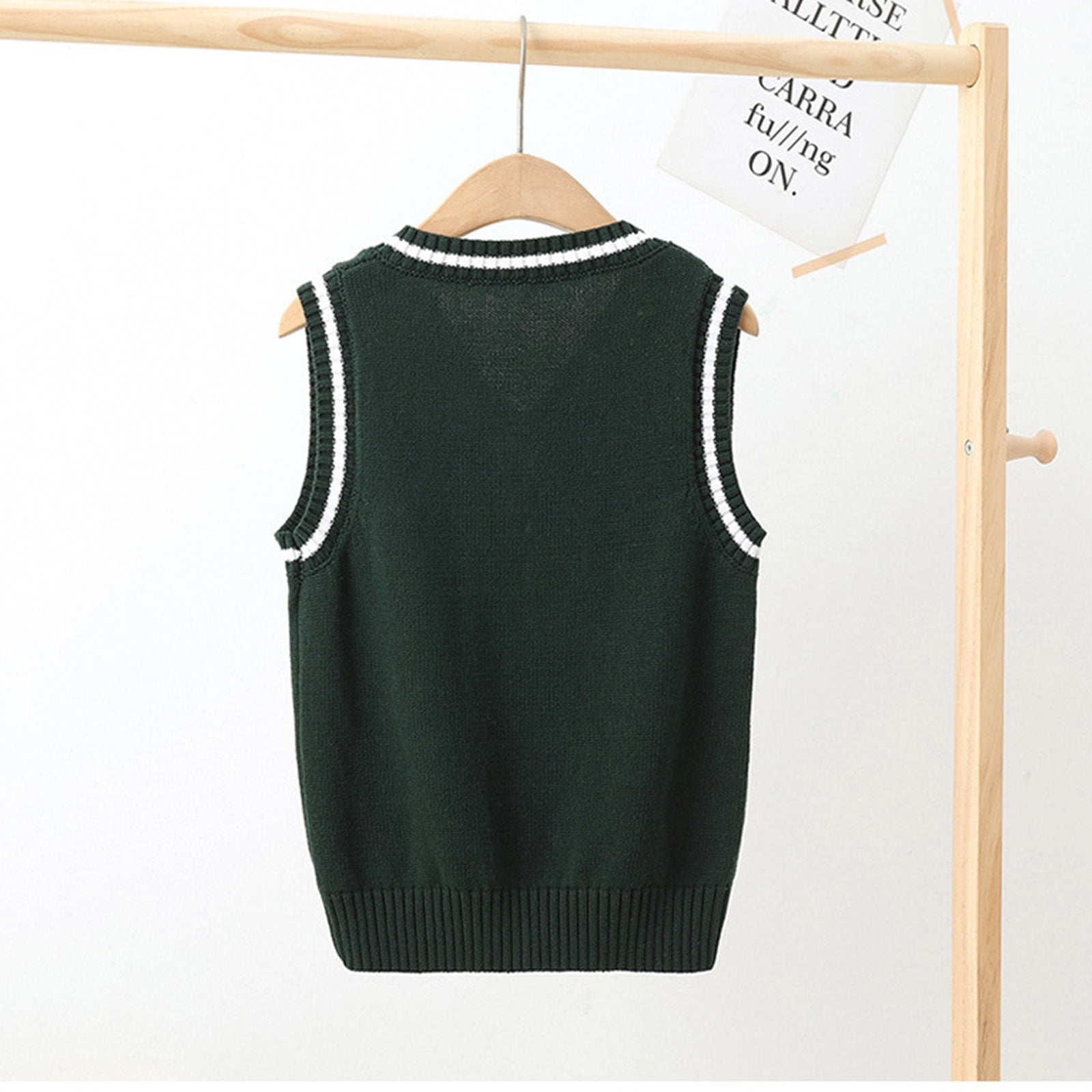 Alvivi Kids V-Neck Knitted Sweater Vest School Uniform Sleeveless