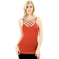 thumbnail image 7 of PacificPlex Womens Lattice Front Seamless Criss-Cross Cami Top (L/XL, Copper), 7 of 7
