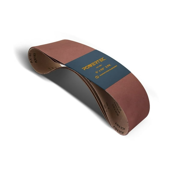 POWERTEC 110213 6 x 48-Inch Sanding Belts | 120 Grit Aluminum Oxide Sanding Belt | Premium Sandpaper For Portable Belt Sander – 3PK