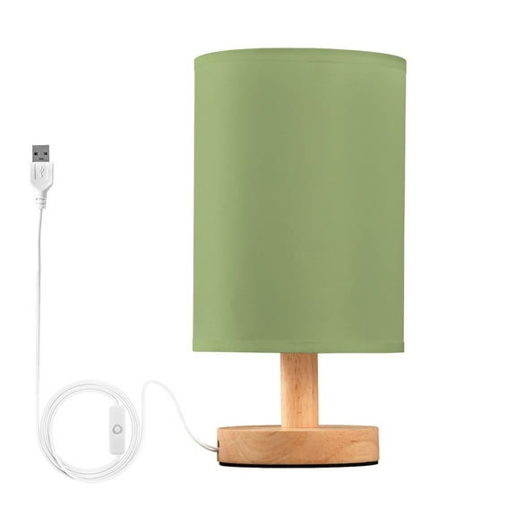Bedside Desk Lamp LED Leaf Green Table Nightstand Lamps Warm Light Fabric Lampshade for Home Bedroom Office Living Room Decor