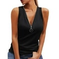 thumbnail image 2 of Vedolay Womens Summer Tank Tops Women's V Neck Knit Tank Tops Casual Color Block Striped Sleeveless Shirts,Black S, 2 of 3