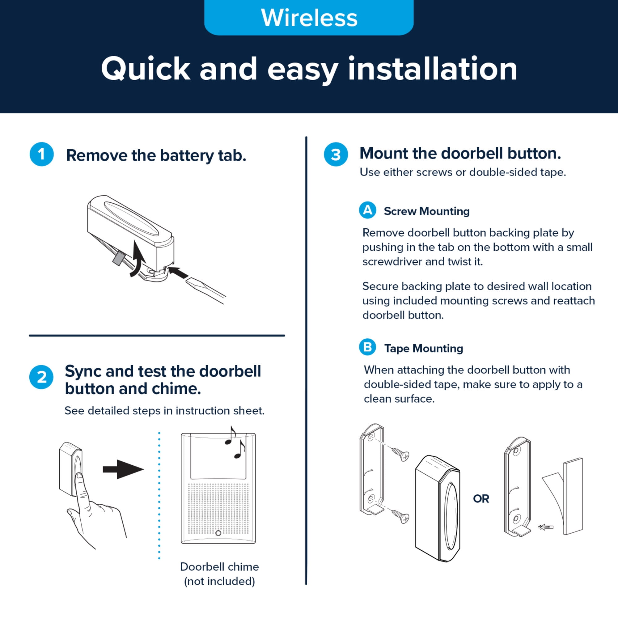 Globe Electric 91008668 Heath Zenith Plastic Wireless Push Doorbell Button - White