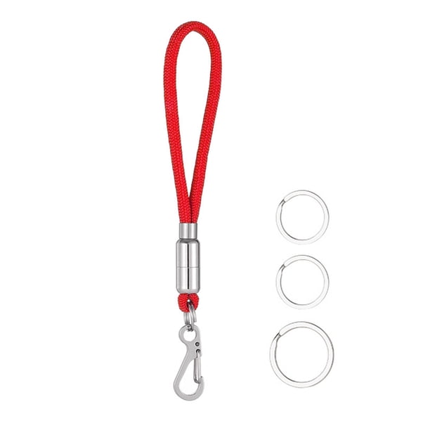Cordón Antipérdida para Llavero Con Llaveros Mosquetón Paracaídas () Rojo