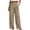 Khaki -CY31, variant on Nestiefly Linen Pants Women Wide Leg Palazzo Pants Flowy Elastic Waist Summer Beach Casual Trousers with Pockets White L