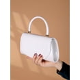 thumbnail image 4 of RUMANLAND Women's White Patent Leather Evening Bag, Top Handle Clutch Purse with Glossy Finish and Elegant Structured Design, 4 of 7