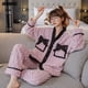 thumbnail image 2 of Conjunto de pijamas de franela suave y grueso de invierno para mujer, cárdigan estilo kimono japonés para niñas, ropa de dormir de peluche, pijamas térmicos con cuello en V para mujer, 2 of 5